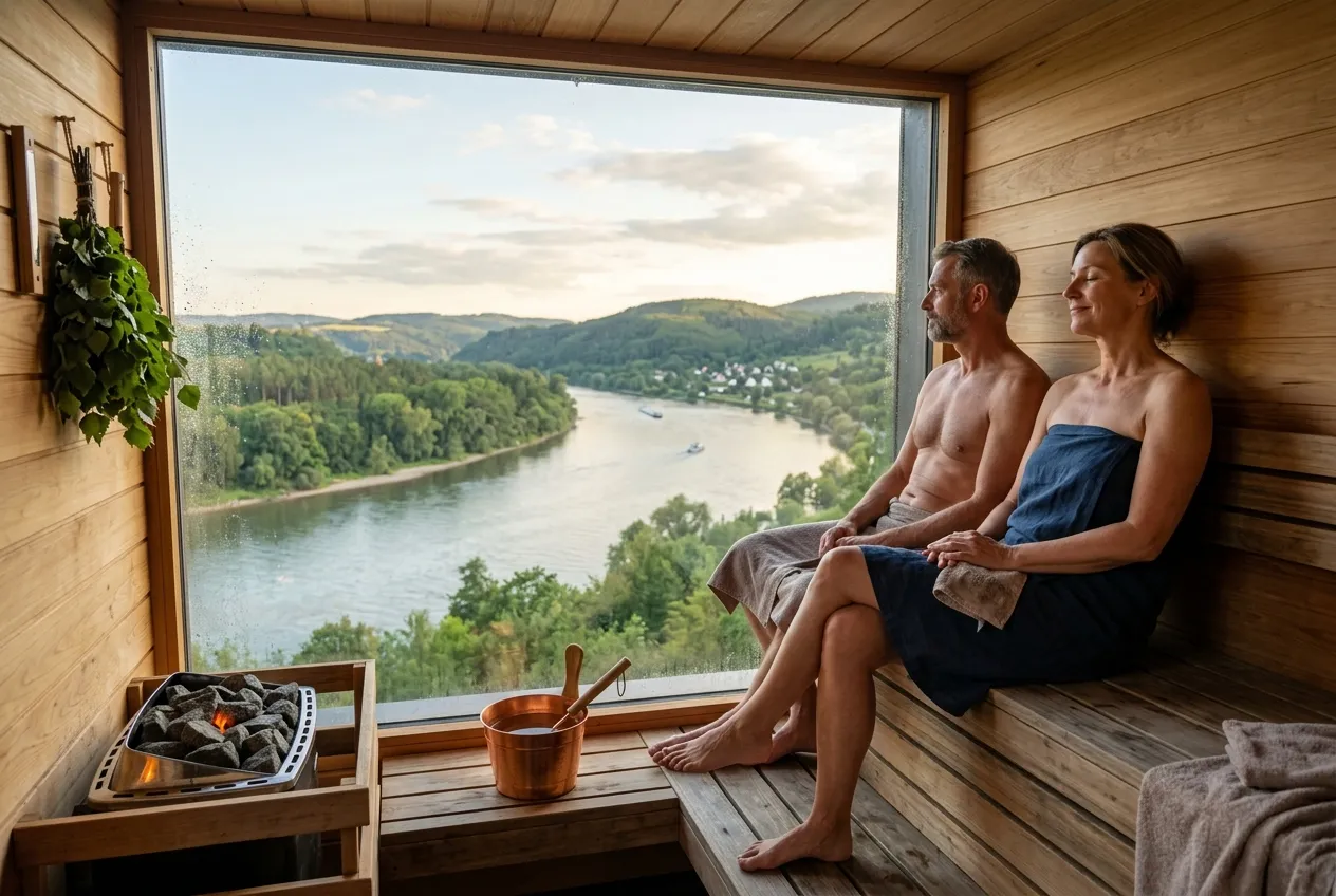 Relaxace ve wellness a privátní sauně s výhledem na řeku Sázavu - detail